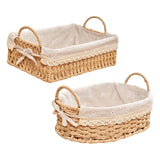 Qfdian Woven Storage Baskets Kitchen Organizer Handwoven with Handles Cosmetic Box for Breakfast Fruit Bedroom Bathroom Home Decorative