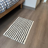 Qfdian  Soft Stripe Geometric Mats household Bathroom Rug Carpet Entrance Floor Anti Slip Pad Aesthetic Plush floor mats Home Room decor
