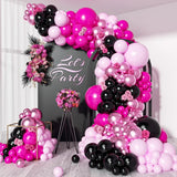Qfdian  Hot Pink Balloon Garland Arch Kit Pastel Pink Black Latex Balloon Wedding Valentines Day Bridal Shower Birthday Party Decoration