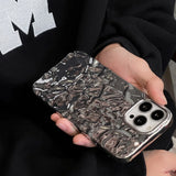 Qfdian Luxury Silver Tin Paper Phone Case For Iphone 15 14 13 12 11 Pro Max X XS Max XR Water Ripple Shockproof Protection Soft Cover