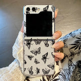 Qfdian  Cute Colorful Love Butterfly Phone Case for Samsung Galaxy Z Flip 6 ZFlip 5 Hard Folding Cover for Samsung ZFlip 4 3 7 Shell