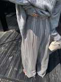 Qfdian  Embroidered Plaid Wide Leg Pants Women's Loose Elastic Waist Casual Trousers Korean Fashion Casual Pocket Straight Pants