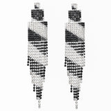 Qfdian  Fashionable Shiny Rhinestone Long Tassel Earrings