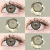 Qfdian  1pair Colorcon Contact Lenses Green Color Lens Natural Brown Eye Contacts Gray Pupils Beautiful Cosmetic Yearly Lenses