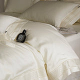 Qfdian 4Pcs Luxury Embroidery 1000TC Lyocell Eucalyptus Fiber Soft Silky Bedding Set Duvet Cover Set Bed Sheet/Fitted Sheet Pillowcases