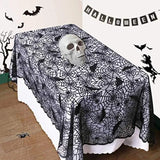 Qfdian  Rectangular Halloween Tablecloth, Halloween Bat Spider Web Tablecloth Decor, Black Lace Tablecloth Bat Cobweb Table Cover for H