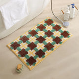 Qfdian Checkerboard bathroom absorbent mats toilet non-slip floor mats absorbent quick-drying bath mat bedroom carpet floor mats