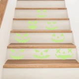 2 Piece Halloween Green Glow in The Dark Wall Stickers Self Adhesive and Removable Suitable for Parties Outdoor Steps Doors