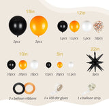 Qfdian  131pcs Black White Orange With Starburst Foil Balloons  Arch Kit,for Birthday Graduation Halloween Thanksgiving Day Party Decora