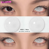 Qfdian 1 Pair Cat Eyes Crazy Lenses Vampire Lenses for Halloween Cosplay Eye Contacts White Lenses Anime Black Colored Lenses