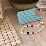 Qfdian Blue stripes summer phone case for iphone 14pro 15pro 12 14 13 15 pro max 15promax 13pro shell colorful chain ins funda cover
