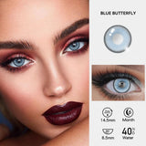 Qfdian  2pcs/pair New Cosplay Contact Lenses for Eyes Makeup Pupils Cosmetics Blue Eye Color Lenses for Myopia Lens 14.2/14.5mm