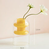 Qfdian Double Wall Glass Vase Art Decorations Flower Plant Container Vase Home Decor Accessories Desktop Crafts Terrarium Decoration