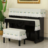 Qfdian  Simple Piano Dust Cover Three Piece Set Home Decoration Dust Piano Covers Cloth Half Draped Piano Keys Stool Cover with Tassel
