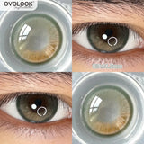 Qfdian  2pcs Gradient Green Contact Lenses Natural Color Pupils Coffee Pearl Lenses Makeup Color Eye Lenses Brown Lens Gray Lens