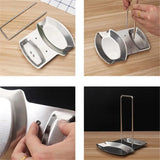 Qfdian  Stainless Steel Pan Pot Cover Stand Silver Color Soup Spoon Holder Drain Rack Stove Organizer Storage Kitchen Accessories