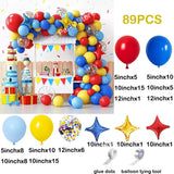 Qfdian  Carnival Circus Balloon Garland Kit Red Blue Yellow Rainbow Confetti Balloon Arch Star Foil Ballon Birthday Carnival Party Decor