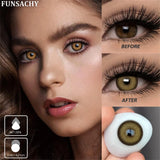 Qfdian  1 Pair Colored Contact Lenses for Eyes Blue Pupil Beautiful Eye Contacts Natural Soft Brown Gray Lenses Yearly Cosmetic