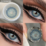 Qfdian  2pcs Colored Contact Lenses for Eyes Blue Pupils Lens Natural Brown Softlens Beautiful Cosmetic Gray Green Eye Contacts