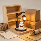 Qfdian  Halloween Ghost Statue Resin Decoration Led Night Light Cute Spooky Figurine Table Decor for Living Room Bedroom Office Gift
