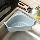 Qfdian Kitchen Triangular Sink Strainer Drain Fruit Vegetable Drainer Sponge Rack Storage Tool Basket Suction Cup Sink Filter Rack Tool