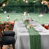 Qfdian  1/2Pcs Sage Green Cheesecloth Table Runner Rustic Boho Table Runners Sheer Gauze for Wedding Bridal Shower Birthday Party Decor