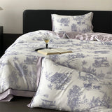 Qfdian Luxury Organic Bamboo Soft Silky Printing Bedding Set Single Double Queen King Size Duvet Cover Flat/Fitted Bed Sheet Pillowcase