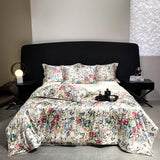 Qfdian 2025 new high-end luxury silky Sleeping naked digital printing washed silk style Bedding Set Duvet Cover Bed Sheet Pillowcases