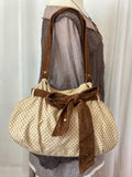 Qfdian  Korean Vintage Canvas Bag Y2k Aesthetic Sweet Dots Fashion Bow Pleated Shoulder Bags Streetwear Casual All Match Underarm Bag
