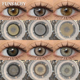 Qfdian  1 Pair Colored Contact Lenses BROWN Natural Eye Contacts Super Natural Lens Gray Color Lens Beautiful Pupils Cosmetics