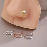 Qfdian  Nose Clip U Shape Round Geometric Zircon Pierceless Minimalist Elegant Lightweight Alloy Daily Office Party Gift Women