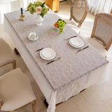Qfdian  1pc Romantic Lace Table Cloth Embroidered Dining Tablecloths Dustproof Rectangular Coffee Table Cover Wedding Decor Supplies