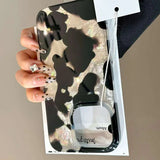 Qfdian Gradient Ink Marks Laser Phone Case For Phone 16 15 14 13 12 11 Pro Max XS X XR 7 8 Plus Stylish Leopard Print Back Bumper Cover