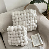 Qfdian  Lamb Wool Cushion Square Hand Woven Solid Color Simple Chair Sofa Bedroom Living Room Cushion Home Decoration Bay Window Cushion
