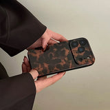 Qfdian Brown Amber Retro Leopard Print Tpu Gloss Phone Case For iPhone 17 16 15 14 13 12 11 Pro Max 14/15 Plus 17 Air Soft Back Cover