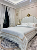 Qfdian Hotel Style Bedding Set Luxury 100% Egyptian Cotton Gold Embroidery White Duvet Cover Or Elastic Band Fitted Sheet Pillowcases