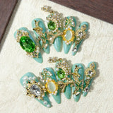 Qfdian 10Pcs High Quality Handmade Press on Nails Luxury Full Diamond Wedding Nail Boutique Nail Art Detachable Factory