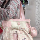 Qfdian  Contrast Color Sweet Kawaii Shoulder Bag Fashion Patchwork Women Students Handbags Korean Y2k Aesthetic Preppy Crossbody Bags