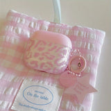 Qfdian  Sweet and cool pink leopard print star suitable for airpods4 protective case, new airpodspro2 apple second generation