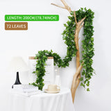 Qfdian  Artificial Creeper Leaf Silk Ivy Hanging Leaf Garland Plant  Home Bathroom Wedding Garden Decoration Green Vine 200CM