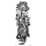Qfdian Full Arm Tattoo Waterproof Temporary StickerCool Skull Fish Dragon Lion Clock Men Women Art Fake Sticker Glitter Style