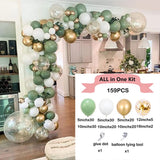 Qfdian  Sage Green Balloons Garland Arch Kit Retro Olive Green White Gold Confetti Latex Ballon Wedding Baby Shower Party Birthday Decor