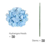 Qfdian 50 PCS Artificial Hydrangea Flowers Silk Hydrangea Heads for Wedding