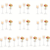 Qfdian  Set of 3 Glass Tall Tea Light Candle Holders, Elegant Clear Long Stem Pillar Candle Holders for Wedding, Party, Home Decor