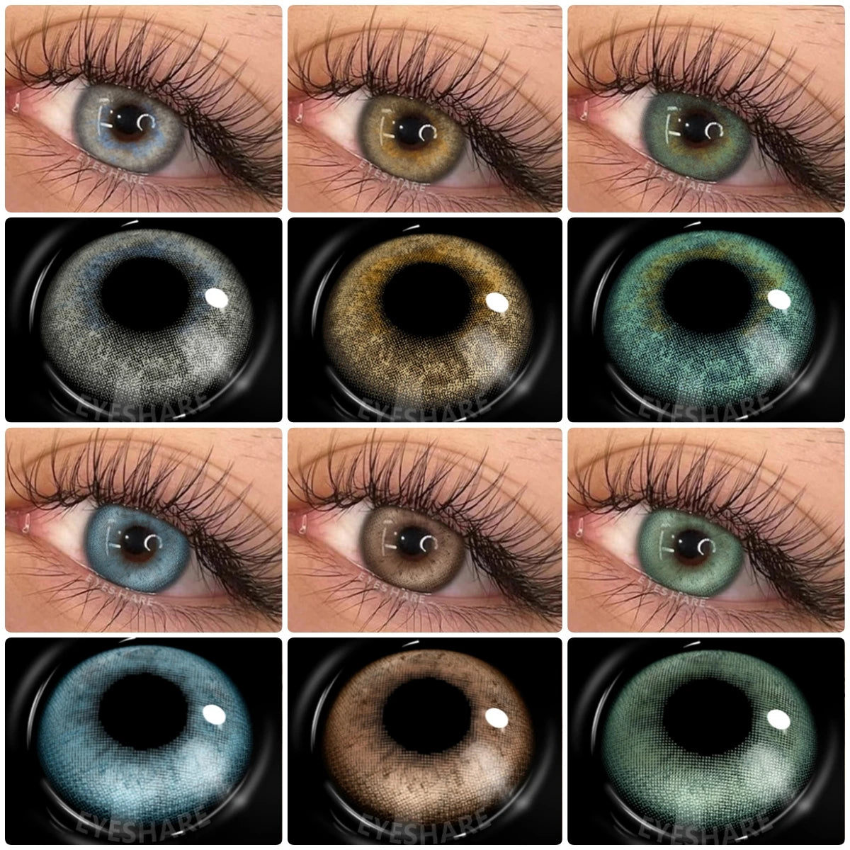 AMARA 1pair Colored Contact Lenses Blue Eye Lenses Brown Lenses Gray Pupils Natural Eye Lens Yearly Cosmetic Green Contacts