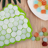 Qfdian Large-capacity Silicone Ice Trays Mold Reusable Honeycomb Ice Cube Maker Food Grade Ice Maker with Lids Popsicle Mould Ice Mold