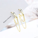 Silver Colour Double Layer Chain Tassel Hoop Earrings For Women INS Popular Cold Style Women Fashion Jewelry New