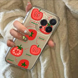 Qfdian  Ins Korean Cute Tomatoes Phone Case For iPhone 17 16 15 11 12 14 13 Pro Max Mini X XS XR 7 Plus 16E Air Shockproof  Cover Fundas