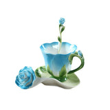 Qfdian Chinese Colorful Ceramic Coffee Cup Saucer Enamel Flower Mug Wedding Gift Creative Afternoon Camellia Tea Cup Breakfast Milk Mug