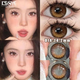 Qfdian 2Pcs Colored Contact Lenses with Degree 0~-8.0 Brown Lens Eye Beauty Pupil Prescription Myopia Soft Black Lens